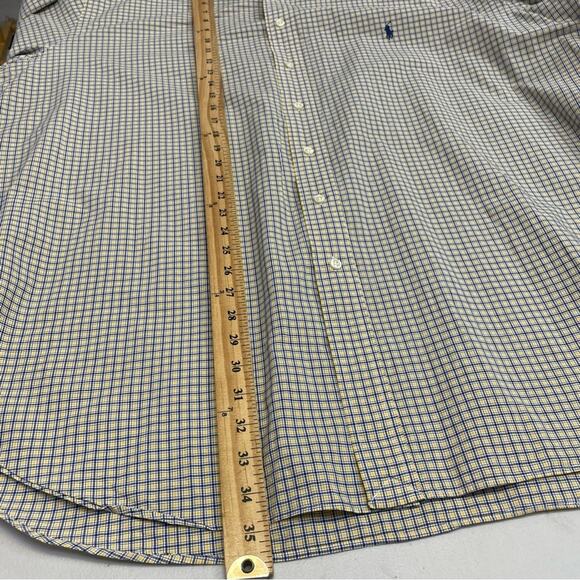 Ralph lauren Classic Fit yellow blue mini plaid long sleeve button down 2XLT - Picture 7 of 7